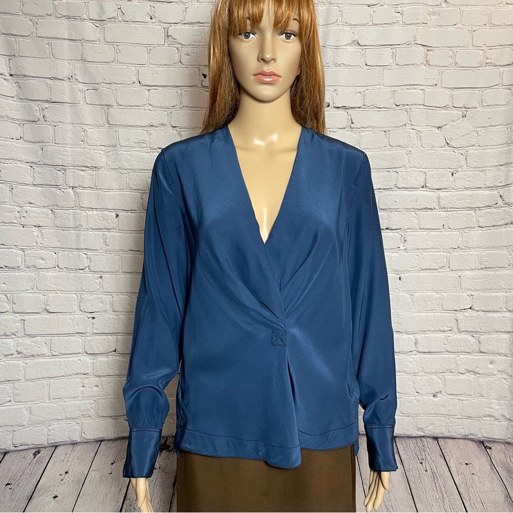Rag & Bone Rag & Bone Shields Silk Long Sleeve Cobalt Blue Top Blouse Size S / US 4 / IT 40 - 3 Thumbnail
