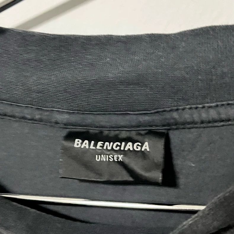 Balenciaga Balenciaga Washed Black Blurred Wave Swivel Short Sleeve Size US L / EU 52-54 / 3 - 4 Thumbnail