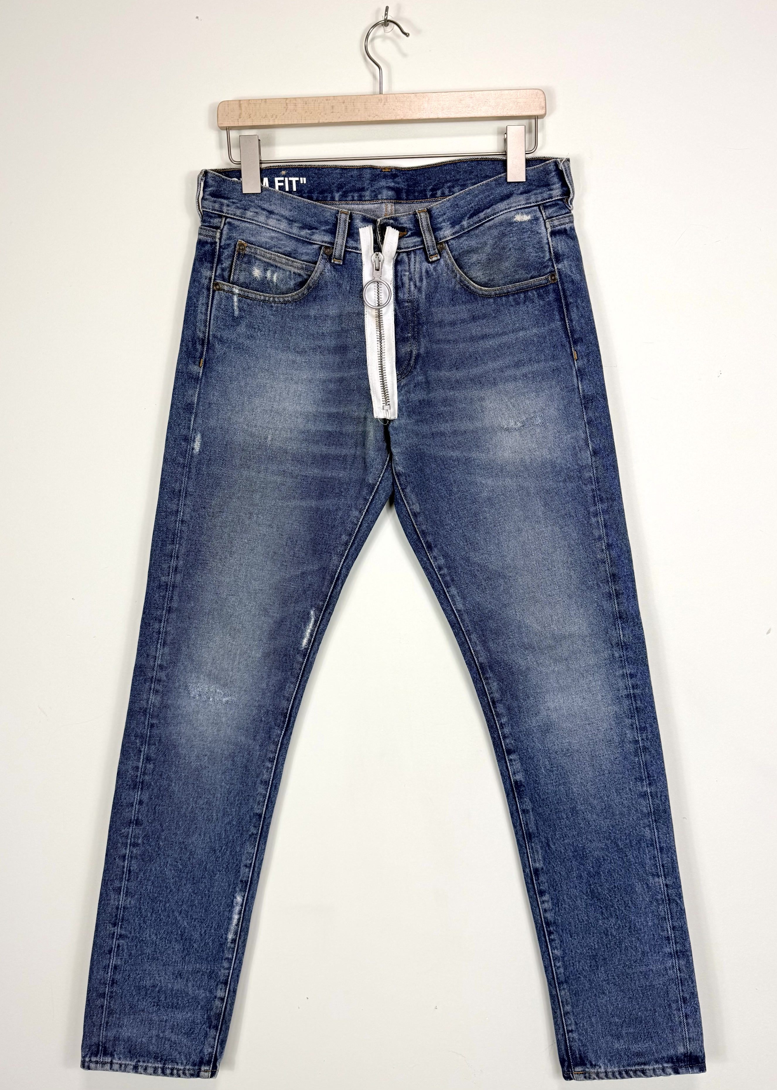 Off-White Off-White Diagonal Stripe Logo Slim Fit Jeans Size 31 Size US 31 - 2 Thumbnail