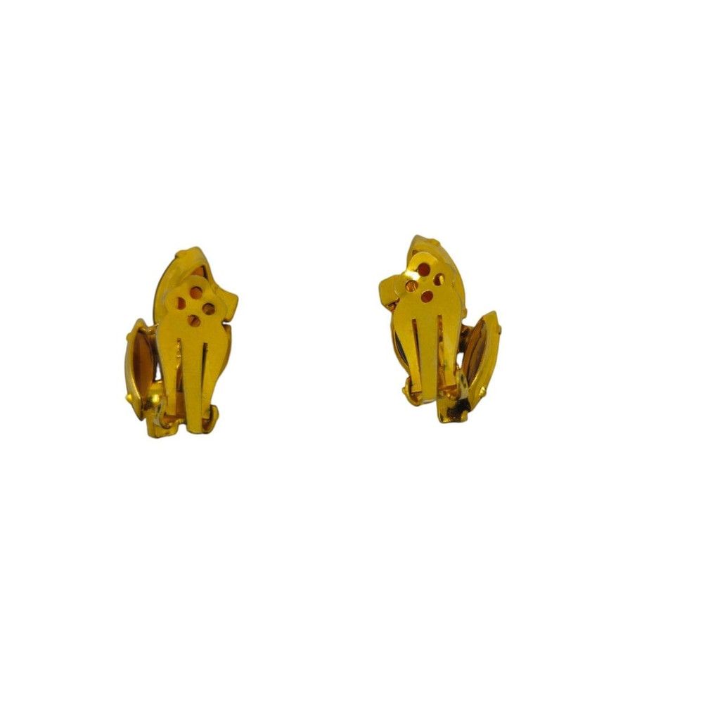 Handmade Vintage 1950s–1960s amber rhinestone clip-on earrings Size ONE SIZE - 6 Thumbnail