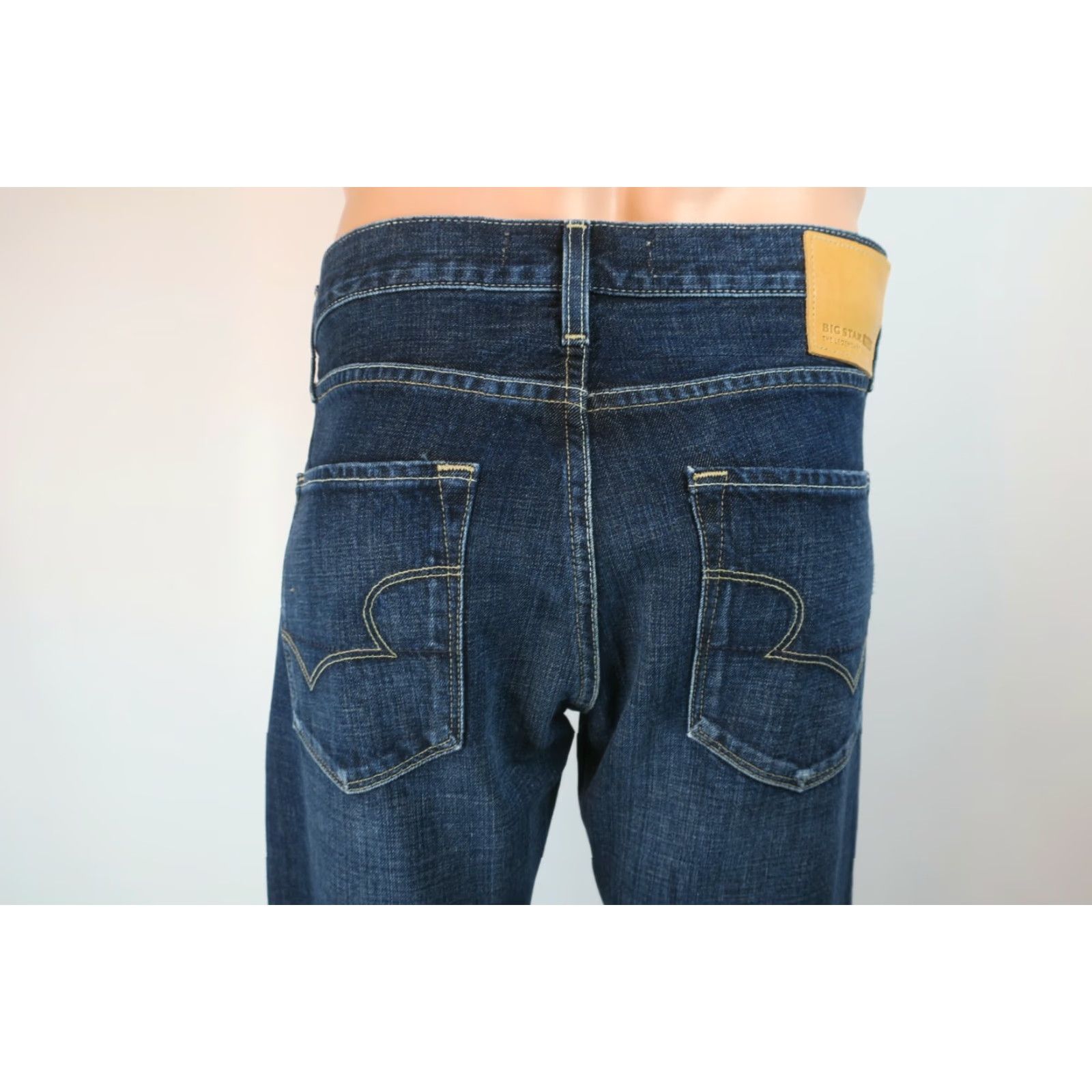 BIG STAR Division Straight Jeans Men 32x34 Denim Distressed Dark Wash NWT NEW Sample 34 Inseam 34 Youth?