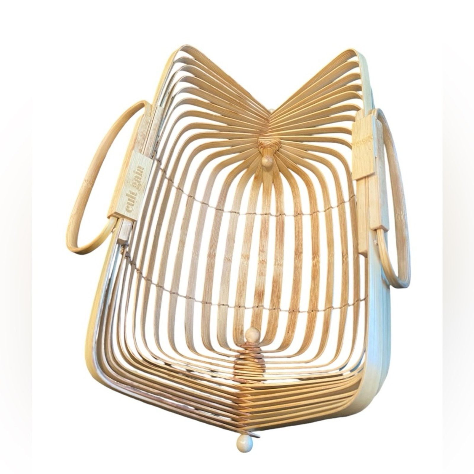Cult Gaia Cult Gaia Lilleth Bamboo Wood Woven Folding Handbag Purse Size ONE SIZE - 7 Thumbnail