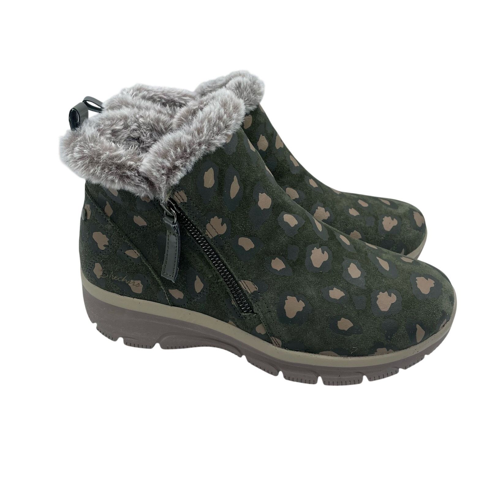 SKECHERS Skechers Easy Going Pull On Boots Olive Green Leopard 9 Wide Size US 9 / IT 39 - 2 Thumbnail