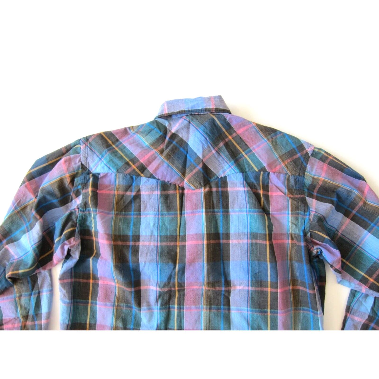 Vintage Vtg Rustler XLong Tails Pink Plaid Snap Button Collared Western Shirt L 16 32/33 Size US L / EU 52-54 / 3 - 5 Thumbnail