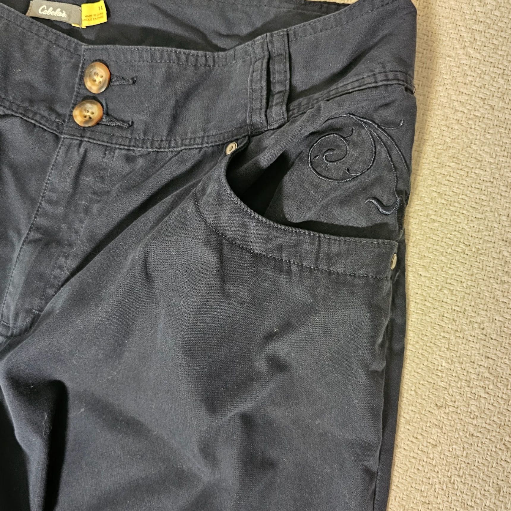 Vintage Cabela's Womens Size 14 Straight Pants Dark Blue Nylon Pockets Outdoors Chino Casual All Season Size 36" / US 14 / IT 50 - 7 Thumbnail
