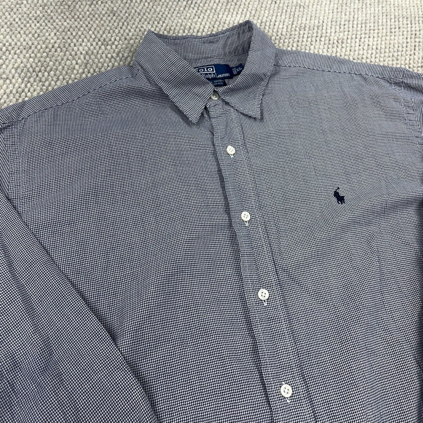 Polo Ralph Lauren VINTAGE Polo Ralph Lauren Shirt Men XL Black Houndstooth Plaid Button-Up Cup Lowell Sport Size US XL / EU 56 / 4 - 2 Thumbnail