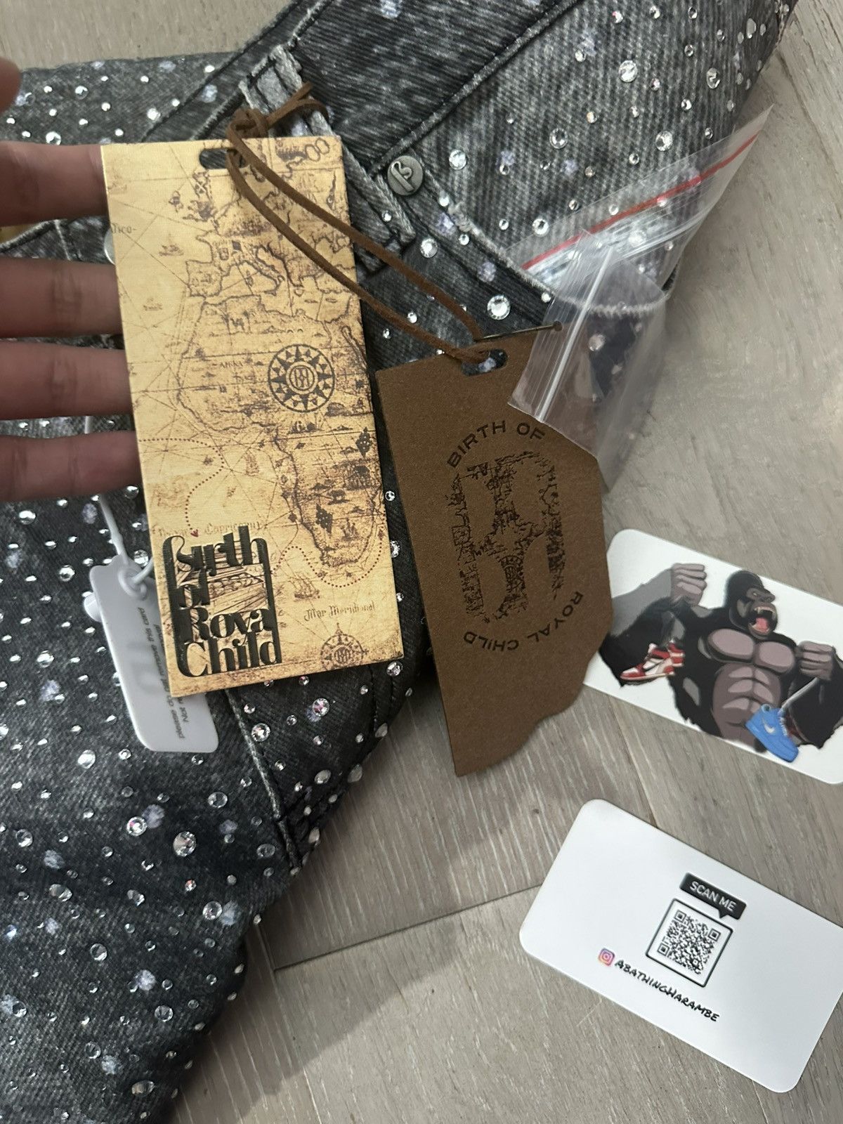 Birth of Royal Child 3D Printing Washed 20k Swarovski Diamond Boro Denim Black Size US 32 / EU 48 - 5 Thumbnail