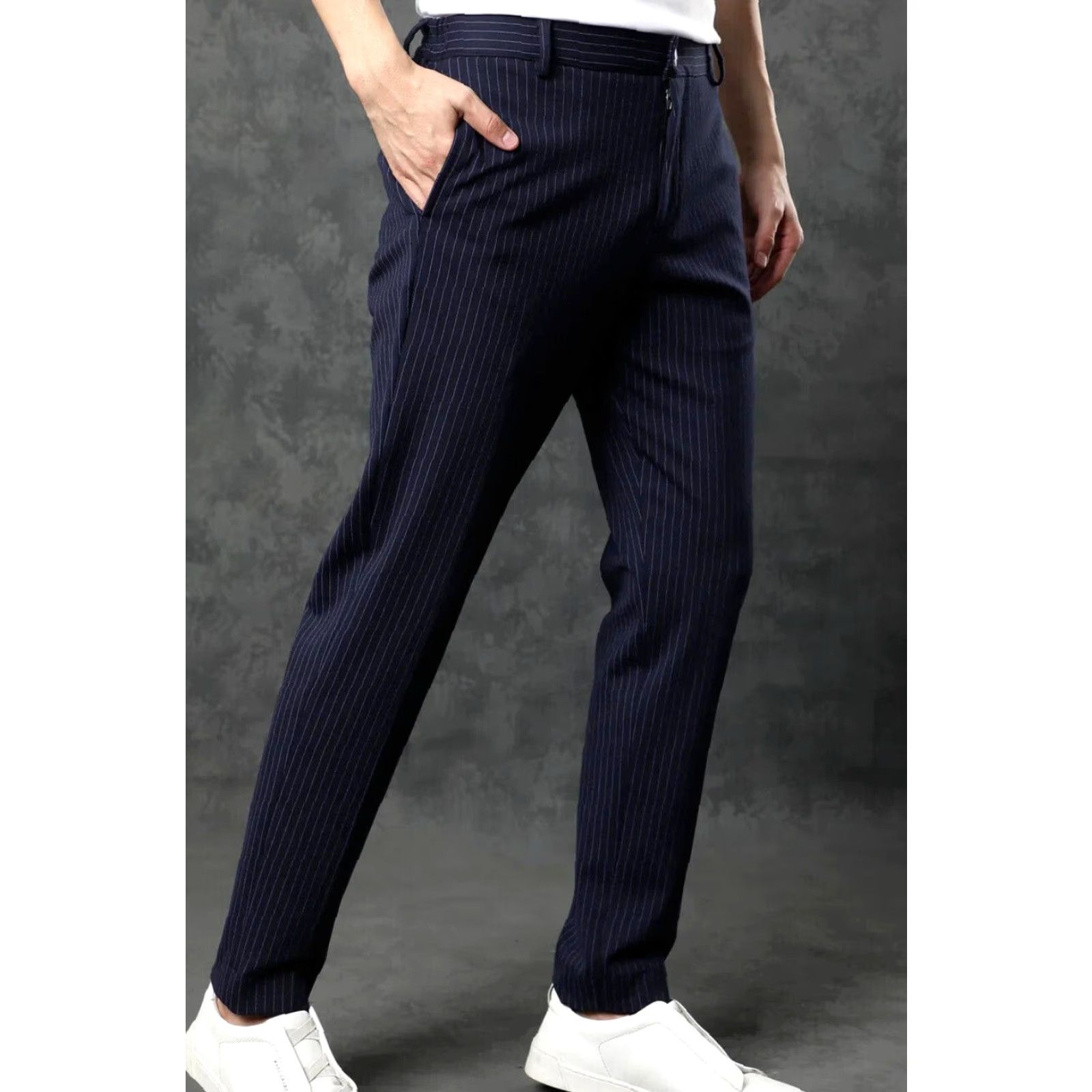 Vintage Rare Rabbit Ander Classic Pin Stripe Trousers Navy 36 Men’s Regular Size 36 Inches Inseam 31" Slim/Stretch Chino Pants Size US 36 / EU 52 - 3 Thumbnail