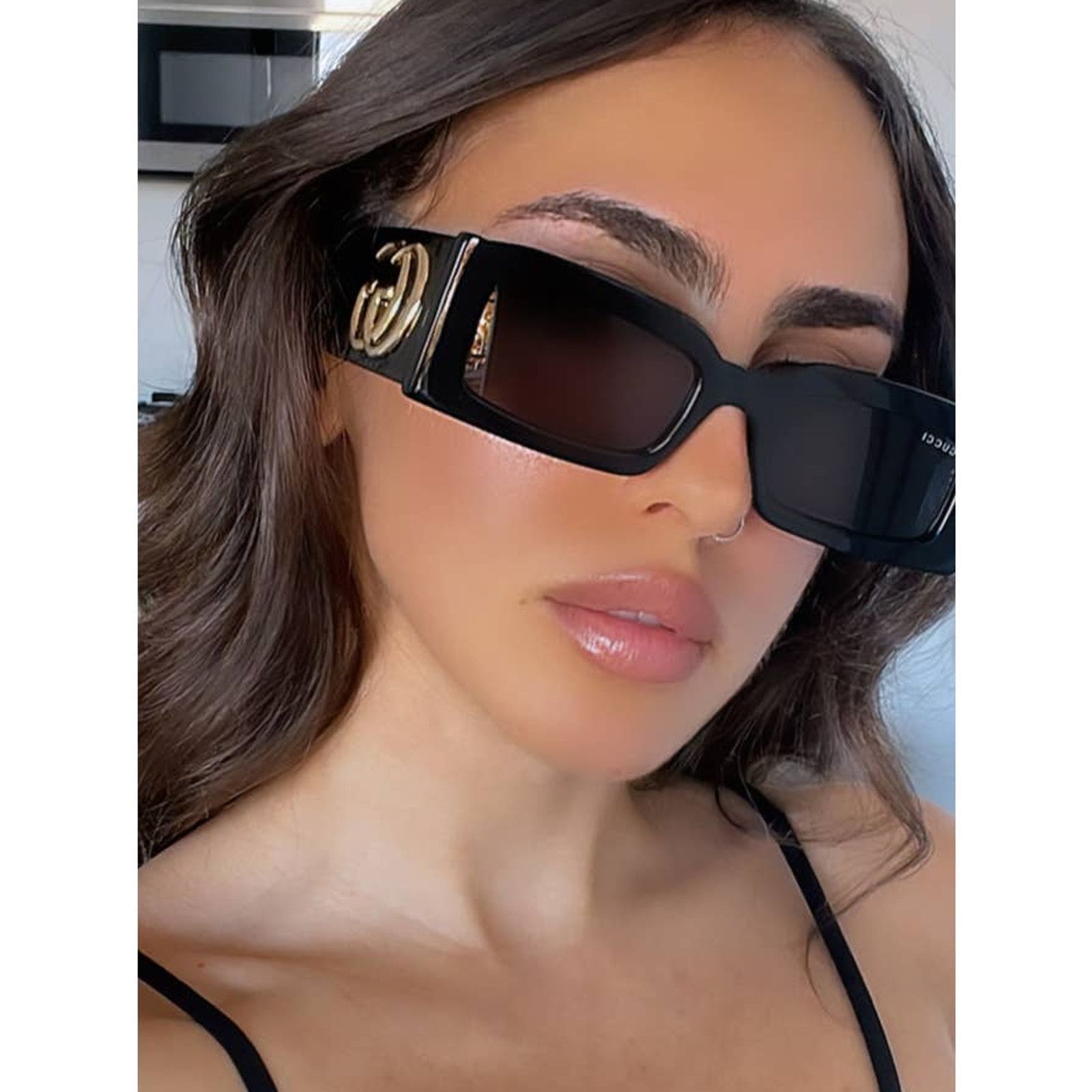 image of New Gucci Gg1425S Black Marmont Sunglasses $505, Women's