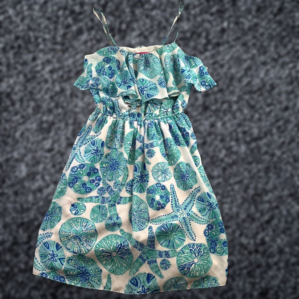 Lilly Pulitzer Lilly Pulitzer Dress Womens Small Blue Sand Dollar Cold Shoulder Sundress Size S / US 4 / IT 40 - 1 Thumbnail