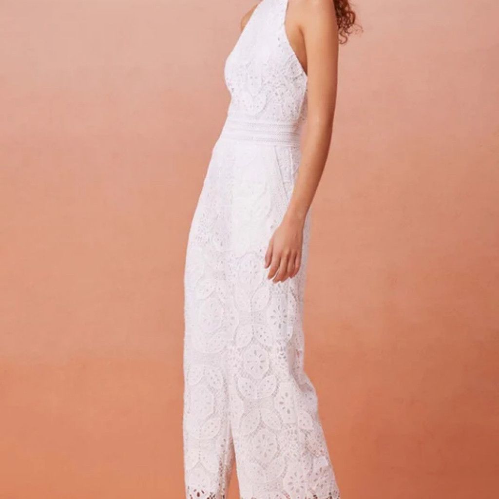 Other Keepsake White Halter Lace Jumpsuit Size M Size 32" / US 10 / IT 46 - 1 Thumbnail