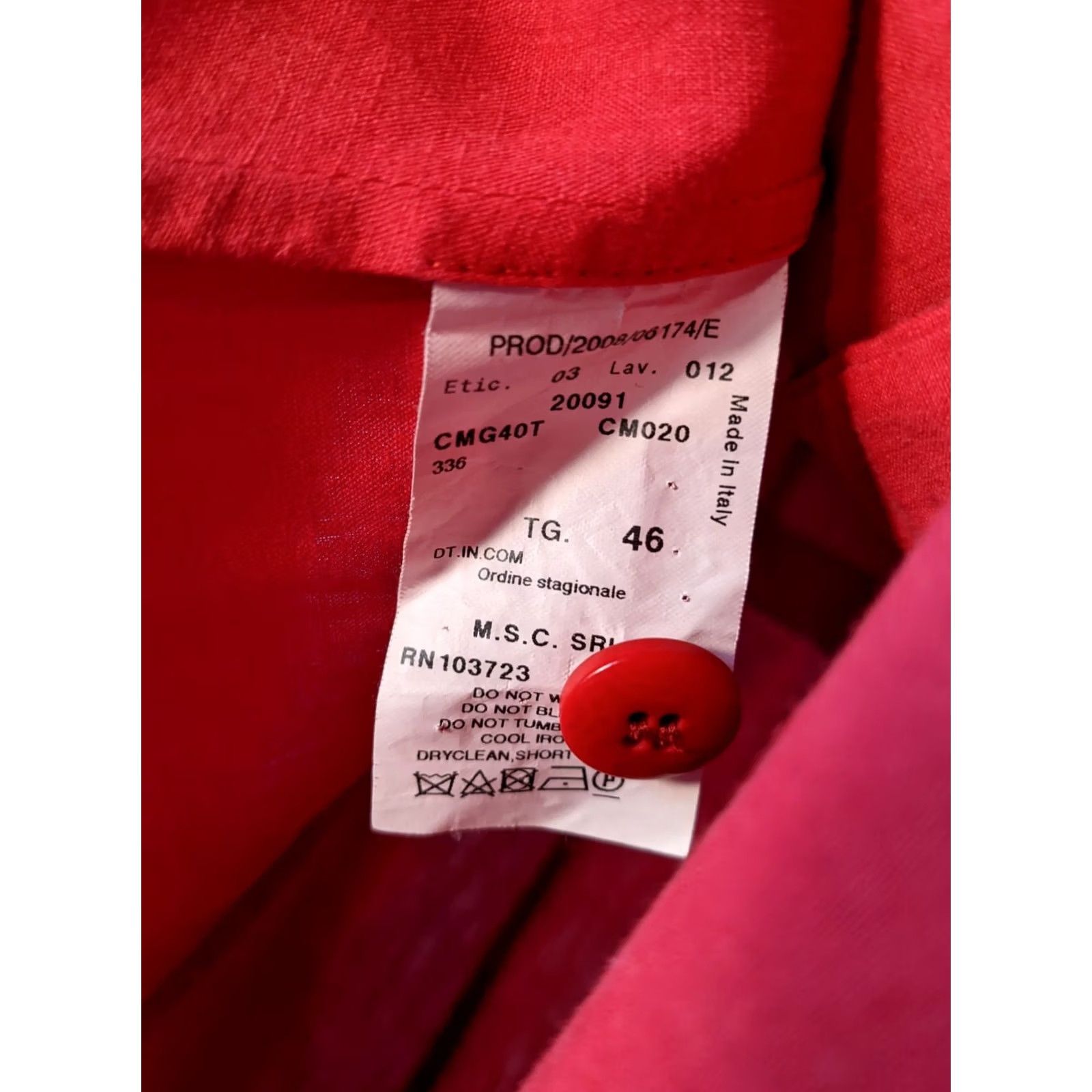 Giorgio Armani VINTAGE Giorgio Armani Collezioni Blazer Jacket Women 10 Red Linen Mandarin Neck Italy 2008 Spring Size L / US 10 / IT 46 - 6 Thumbnail