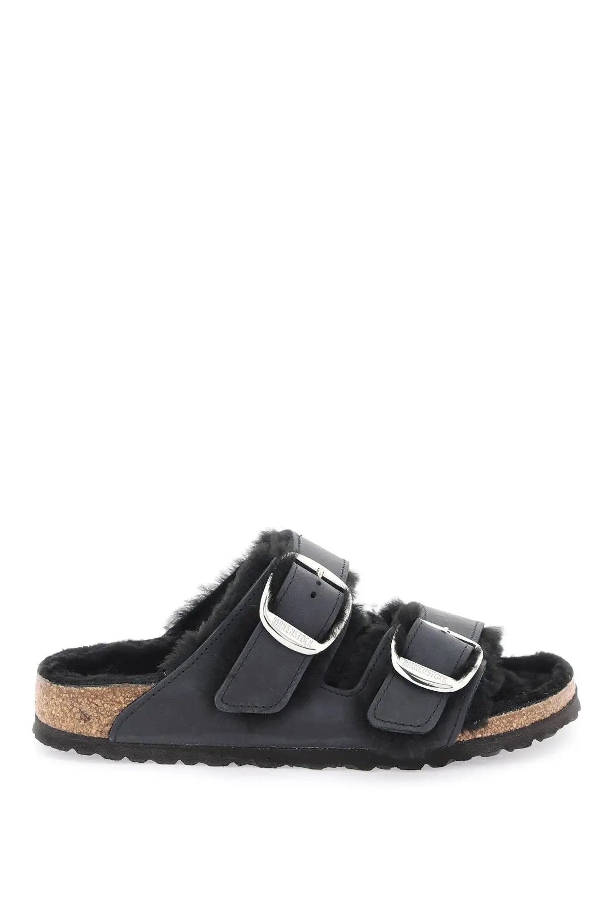 image of Birkenstock O1S22I1N0424 Arizona Big Buckle Slides In Black, Women's (Size 8)