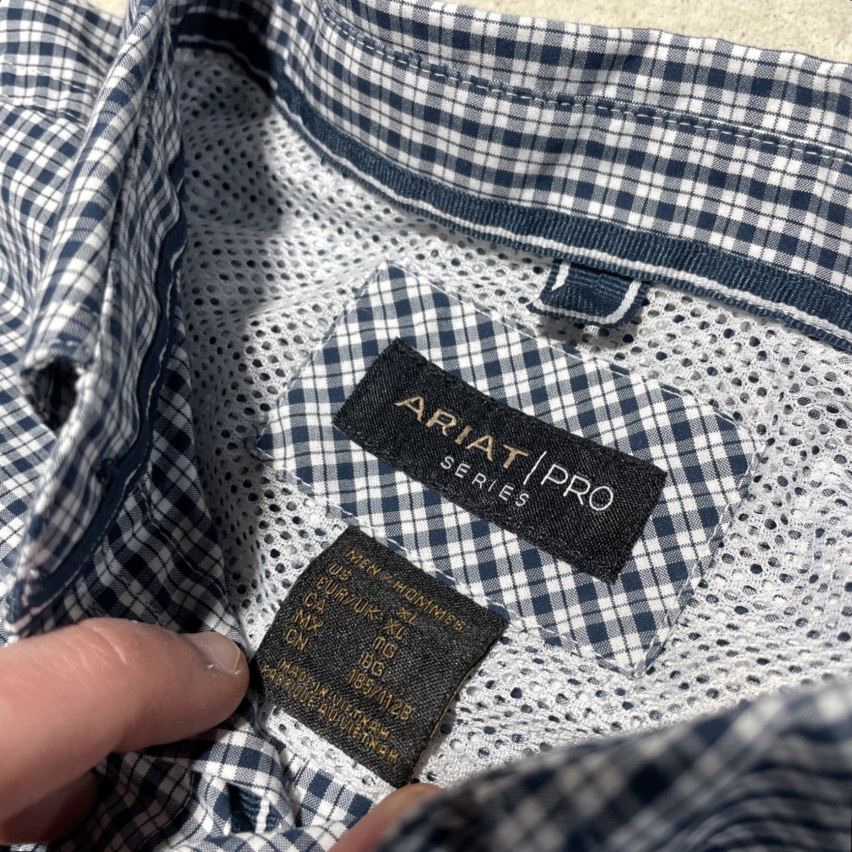 Ariat Ariat Pro Series Shirt XL Blue Gingham Long Sleeve Button-Down Collared Mens Regular Casual Workwear Size US XL / EU 56 / 4 - 3 Thumbnail