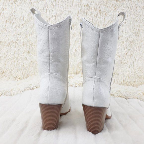 Other Slayer White Cowgirl Cowboy Ankle Boots Western Block Heels Size US 9 / IT 39 - 3 Thumbnail