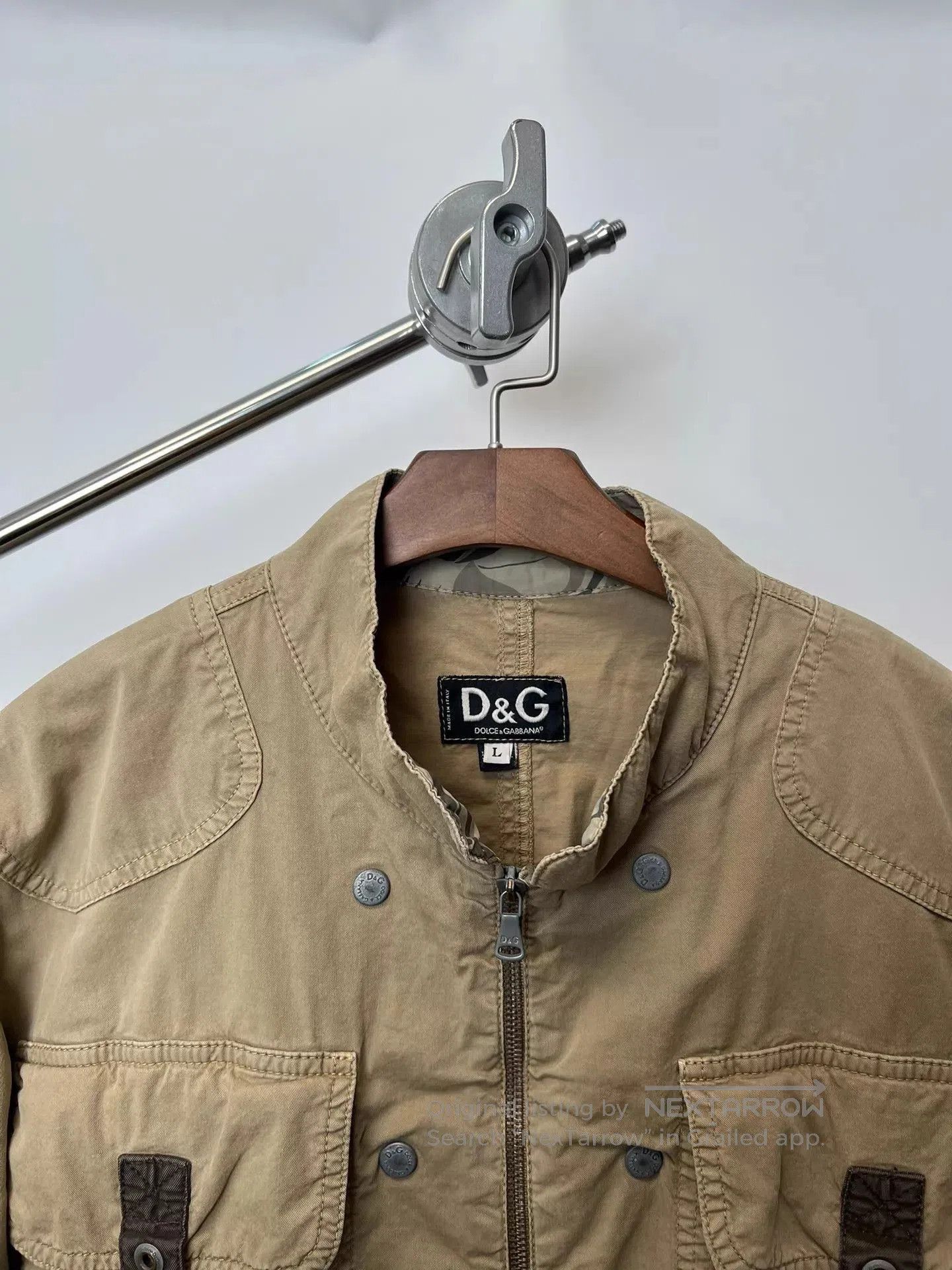Dolce & Gabbana Beige Zip-Front Utility Bomber Jacket. Size US L / EU 52-54 / 3 - 3 Thumbnail