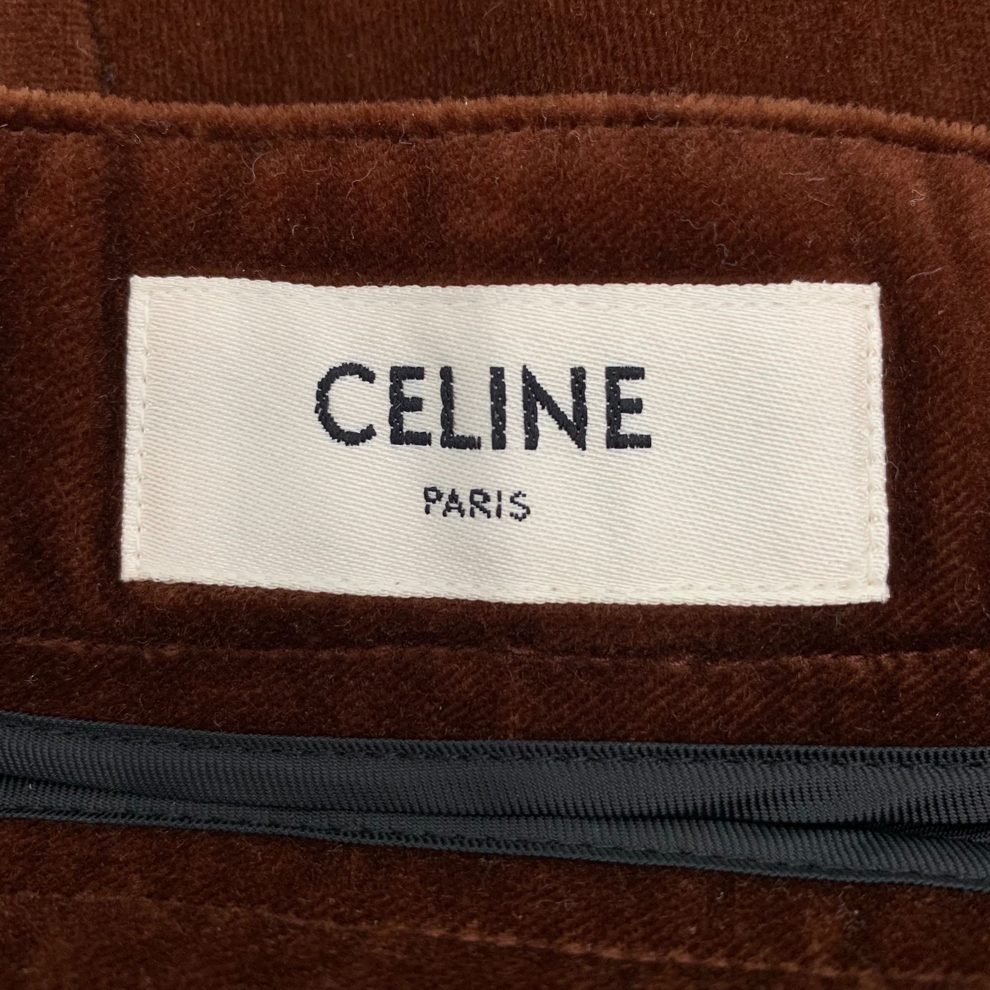Celine Celine Deep Red Cotton Casual Midi Skirt (Size XS) Size 34" / US 12 / IT 48 - 2 Thumbnail