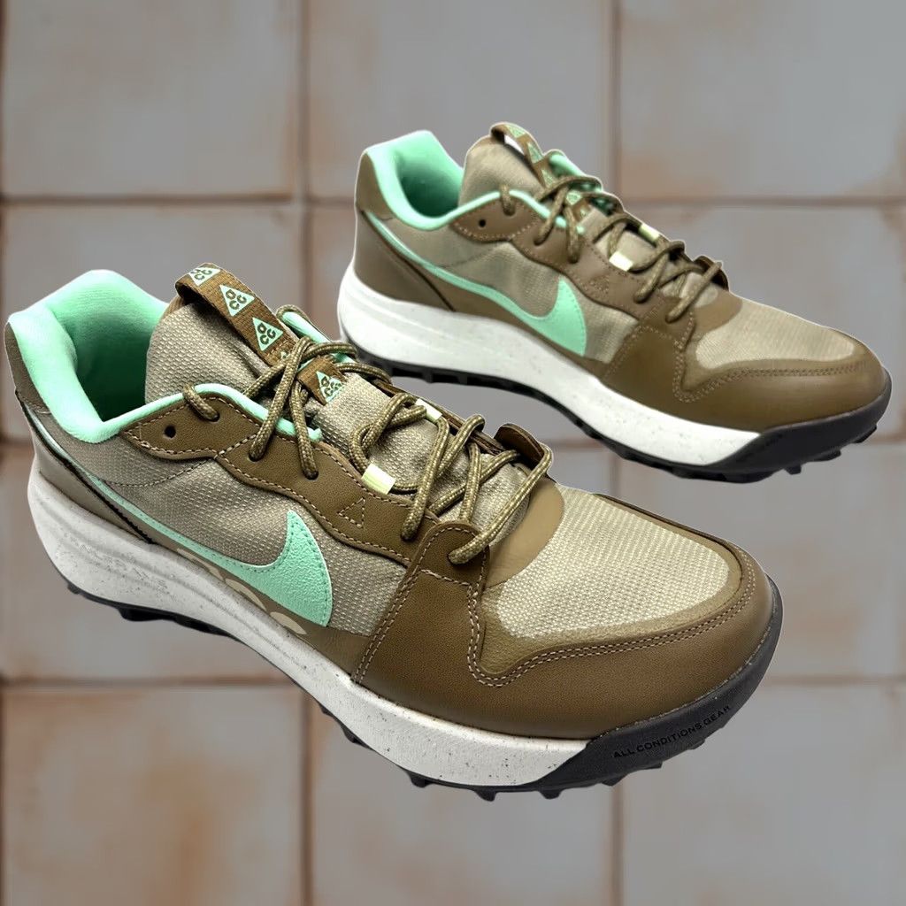 Nike Nike ACG Lowcate Sneaker Men's 11 Green White Driftwood Brown Leather Cushioned Breathable Adjustable M Athletic Hiking Walking Shoes DX2256-200 Size US 11 / EU 44 - 1 Thumbnail