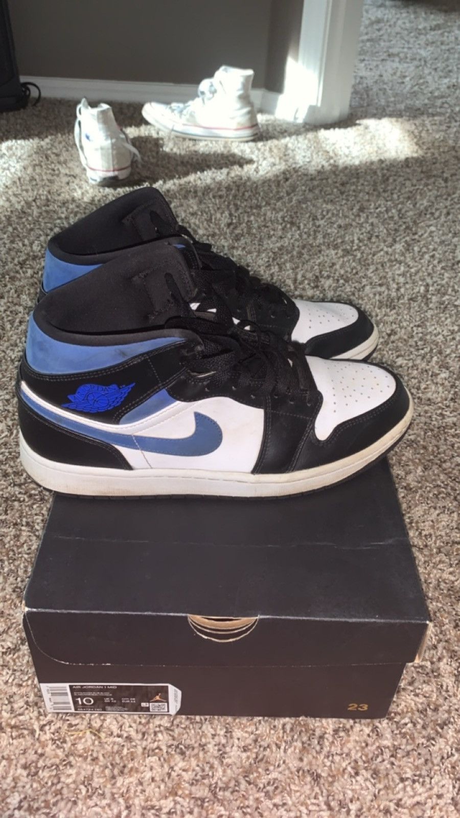 image of Jordan Brand 1 Racer Black Shoes in Black/Blue, Men's (Size 10)