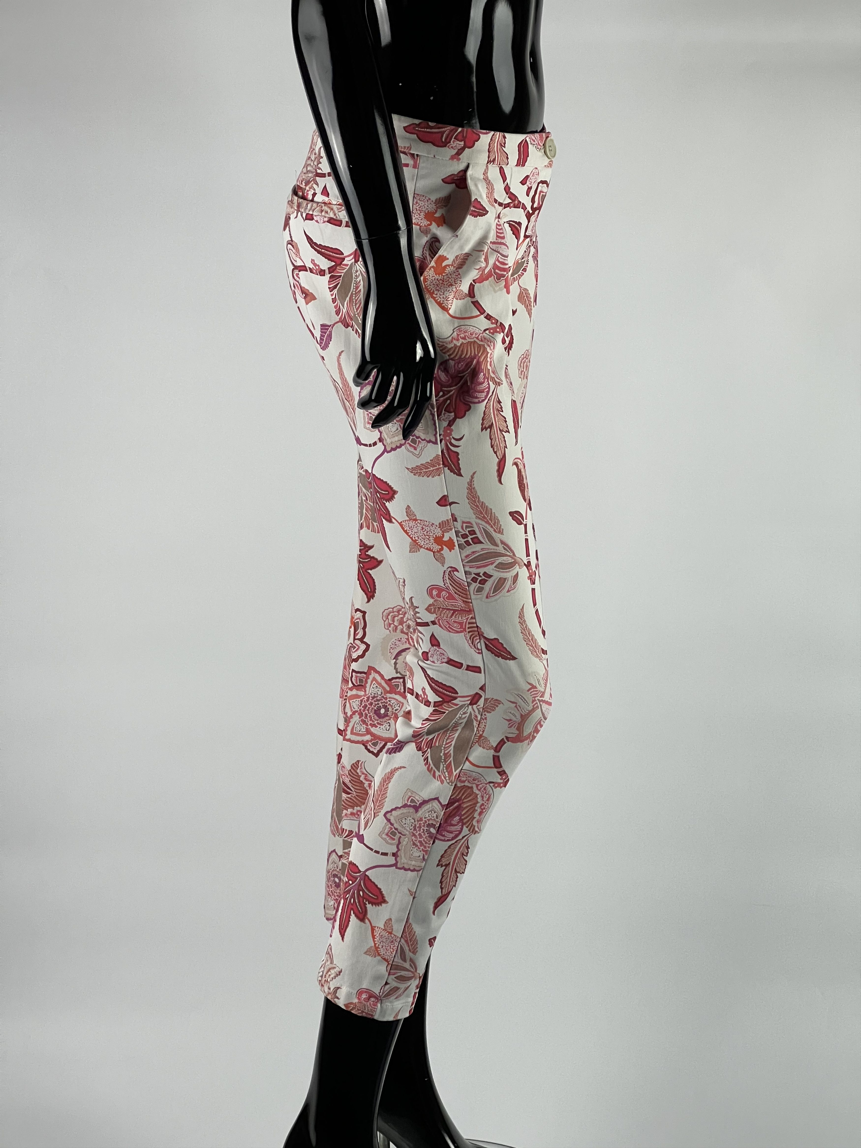 Etro Etro Women's Floral Print Cropped Cotton Pants Size 40 Size 27" / US 4 / IT 40 - 2 Thumbnail