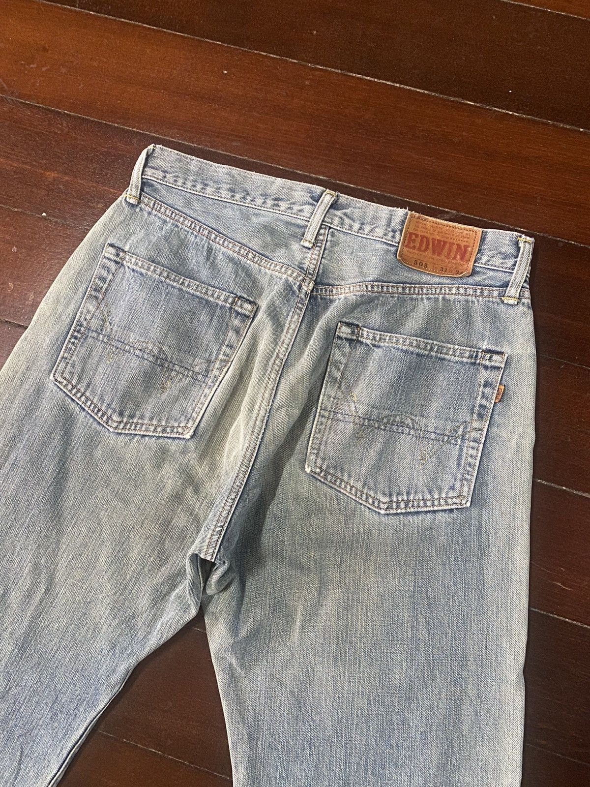Edwin VINTAGE EDWIN 505 SELVEDGE DISTRESSED DENIM JEANS mud wash Size US 33 - 11 Thumbnail