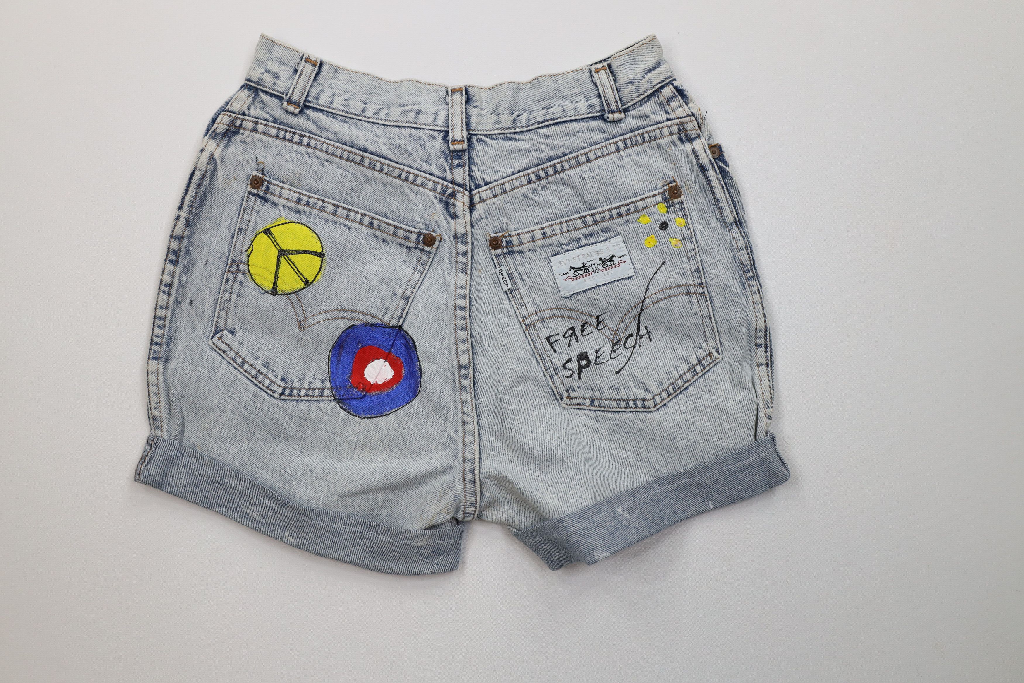 Levi's Vintage 70s 80s Levis Free Speech Acid Wash Shorts USA Size 26" / US 2 / IT 38 - 8 Thumbnail