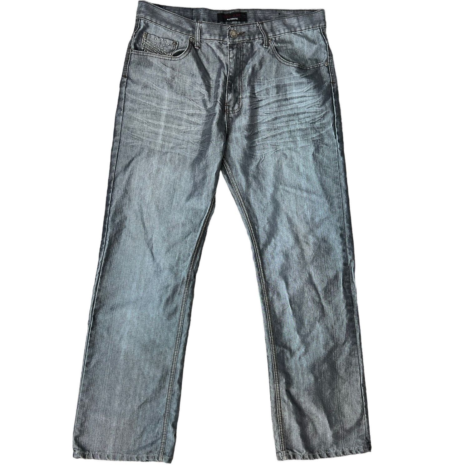 Vintage Cyber Y2K Gray 00s Jeans Stuudded Pocket Red Ape Size US 38 / EU 54 - 3 Thumbnail