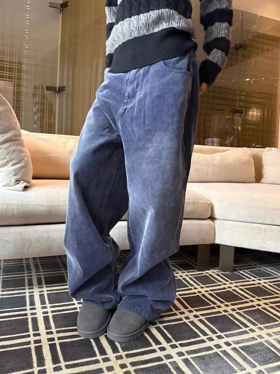 Jean Blue loose-fitting corduroy casual pants Size US 30 / EU 46 - 3 Thumbnail