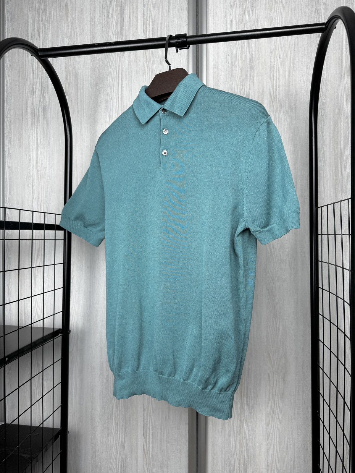 Suitsupply SUITSUPPLY Men Cotton Silk Green Polo Neck Pullover Stretchy Size US L / EU 52-54 / 3 - 5 Thumbnail