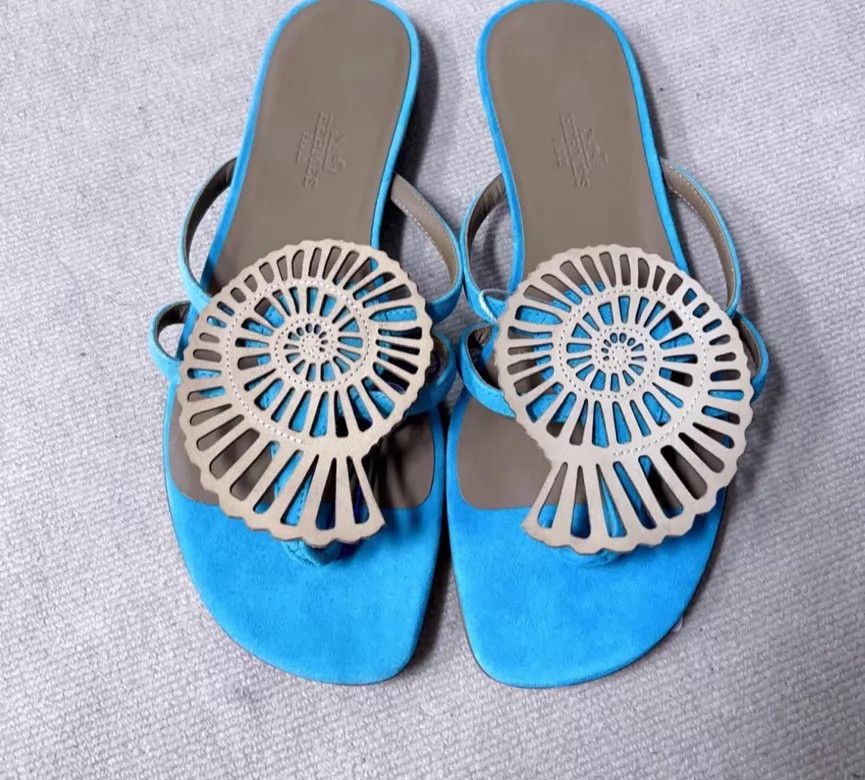 Hermes Hermès Blue Flip-Flops Size 37 Size US 6.5 / IT 36.5 - 3 Thumbnail