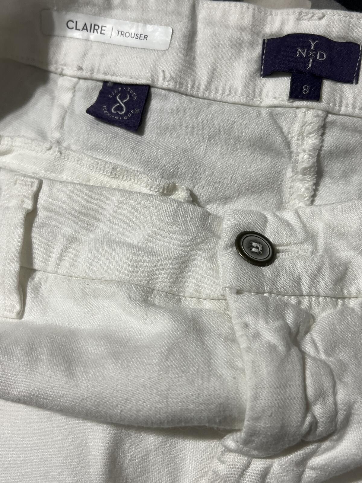 Other NYDJ Claire Linen Trouser White Straight Leg Pants 8 Size 30" / US 8 / IT 44 - 5 Thumbnail
