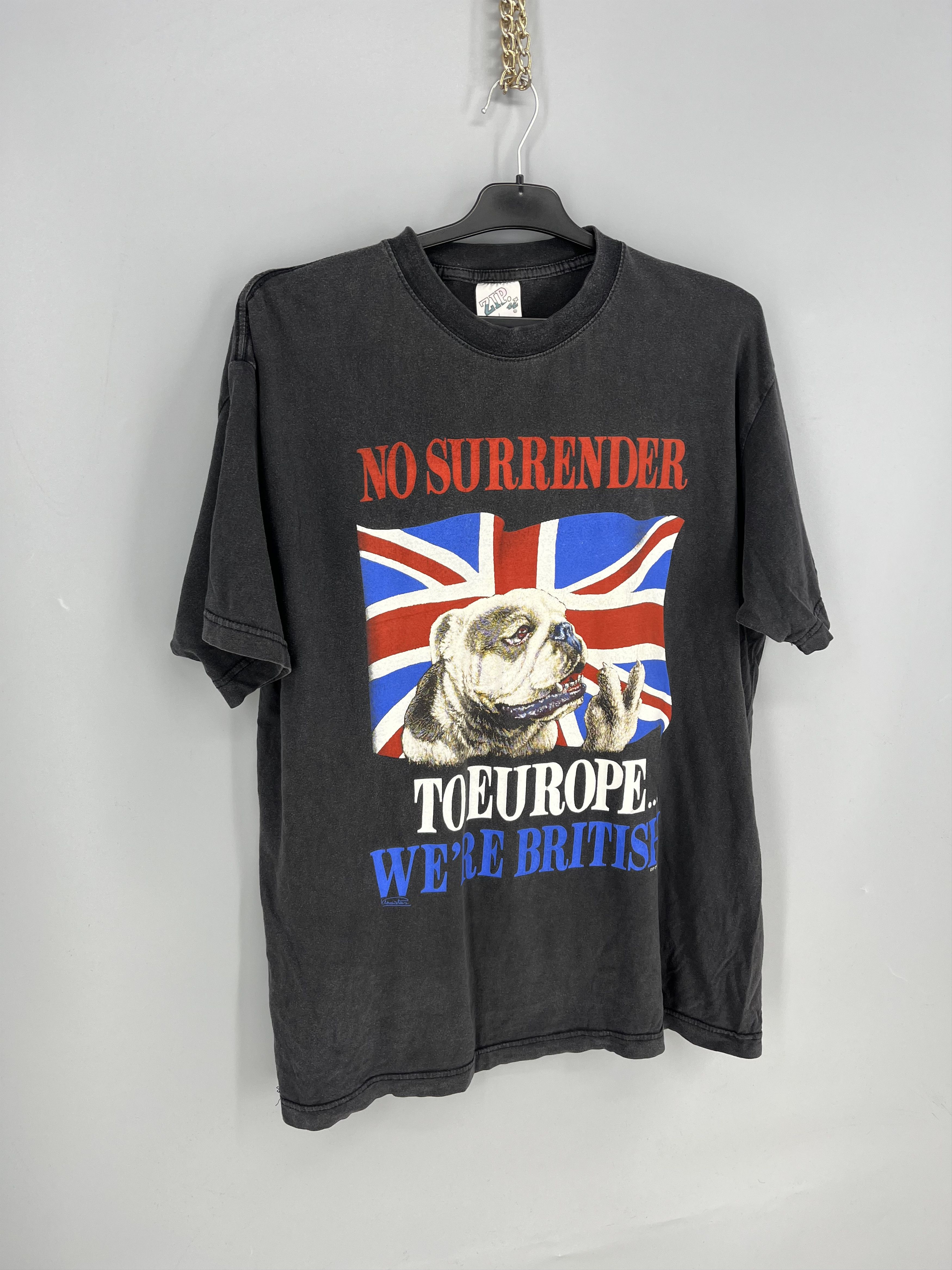 Vintage No Surrender To Europe...We're British Zip-it T-Shirt 90 Size US L / EU 52-54 / 3 - 2 Thumbnail