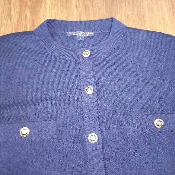 St. John St. John Basics Gold Button Cardigan Sweater Size L / US 10 / IT 46 - 1 Thumbnail