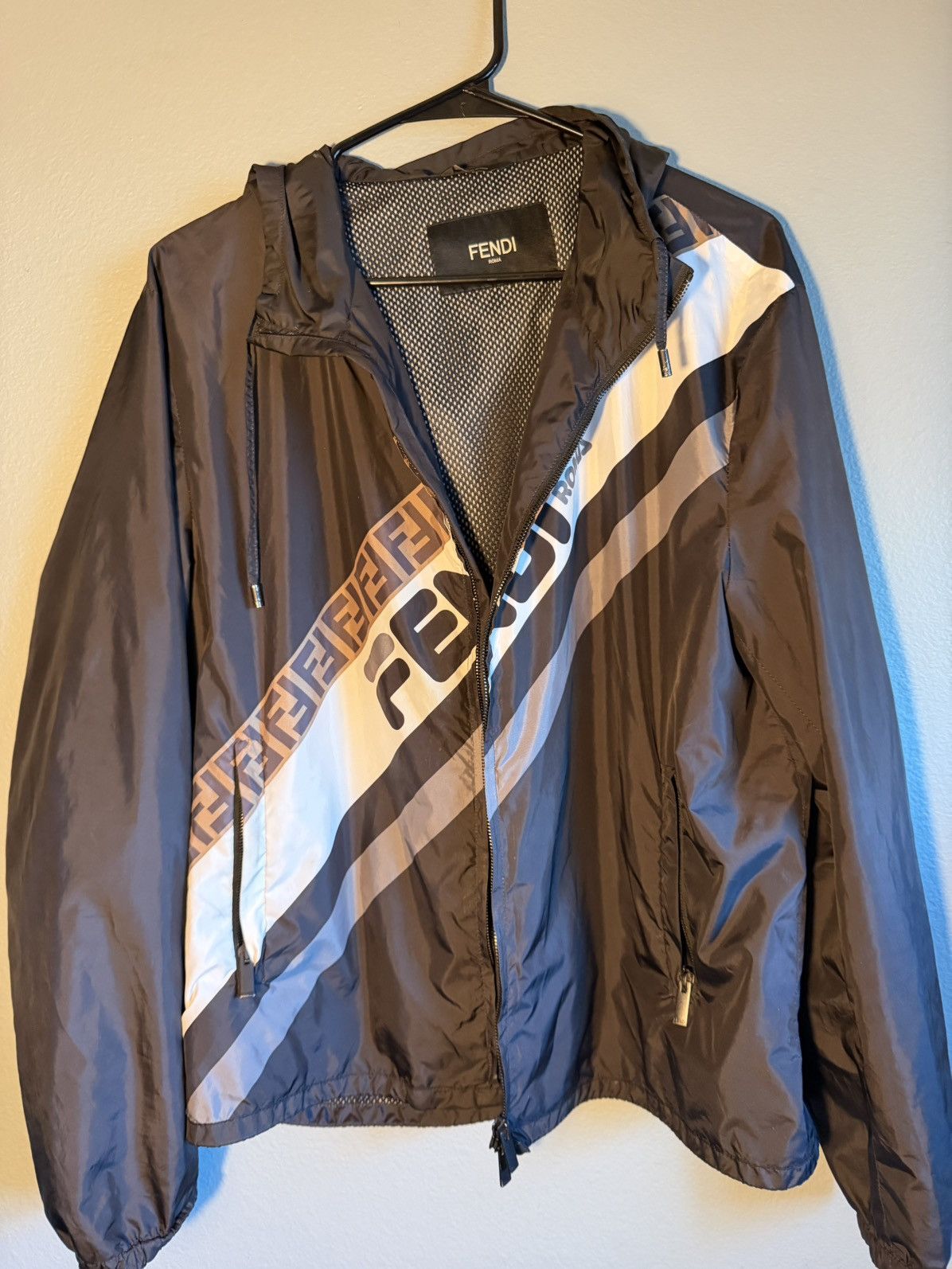 Fendi Fendi Roma Logo Tape Hooded Windbreaker – Made in Italy Size US M / EU 48-50 / 2 - 5 Thumbnail