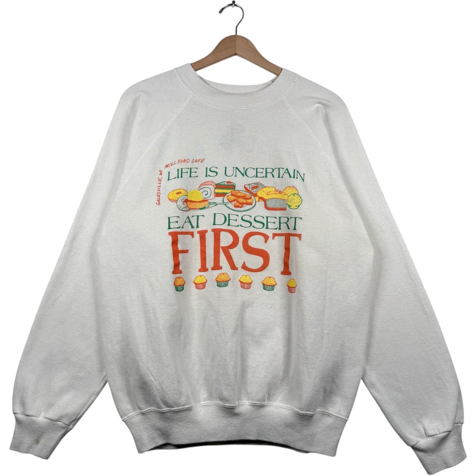 Hanes Vintage Life Is Uncertain Eat Dessert First Crewneck Large Size US L / EU 52-54 / 3 - 1 Thumbnail