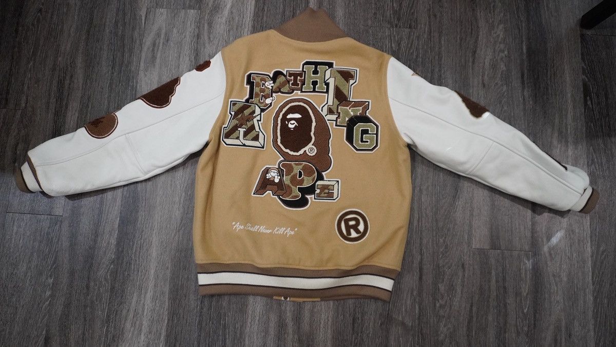 Bape Bape tan and white varsity jacket Size US M / EU 48-50 / 2 - 3 Thumbnail