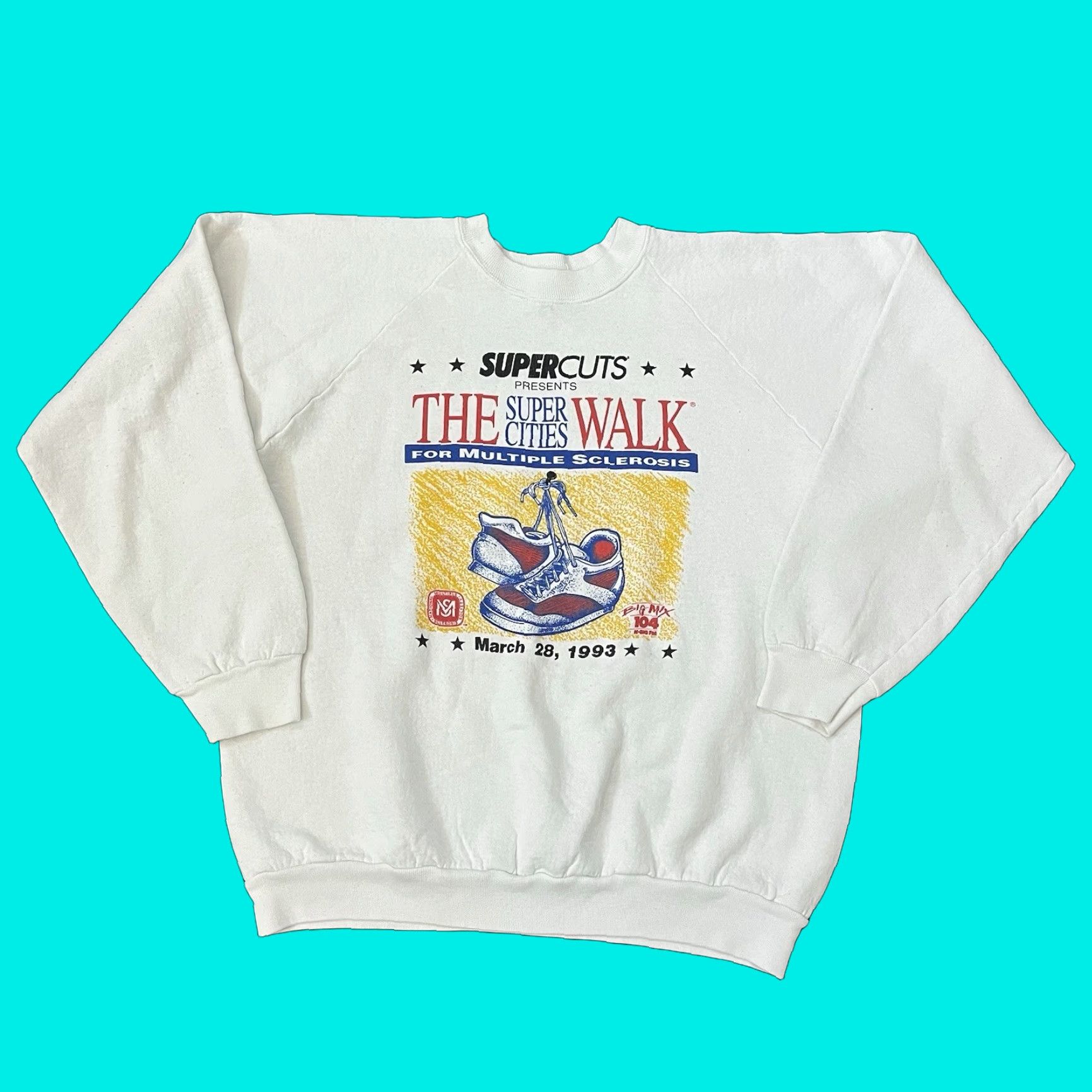 Fruit Of The Loom VINTAGE Fruit of the Loom MS Walk 1993 Sweatshirt XL White Unisex Adults Pullover Multiple Sclerosis Awareness Size US XL / EU 56 / 4 - 1 Thumbnail