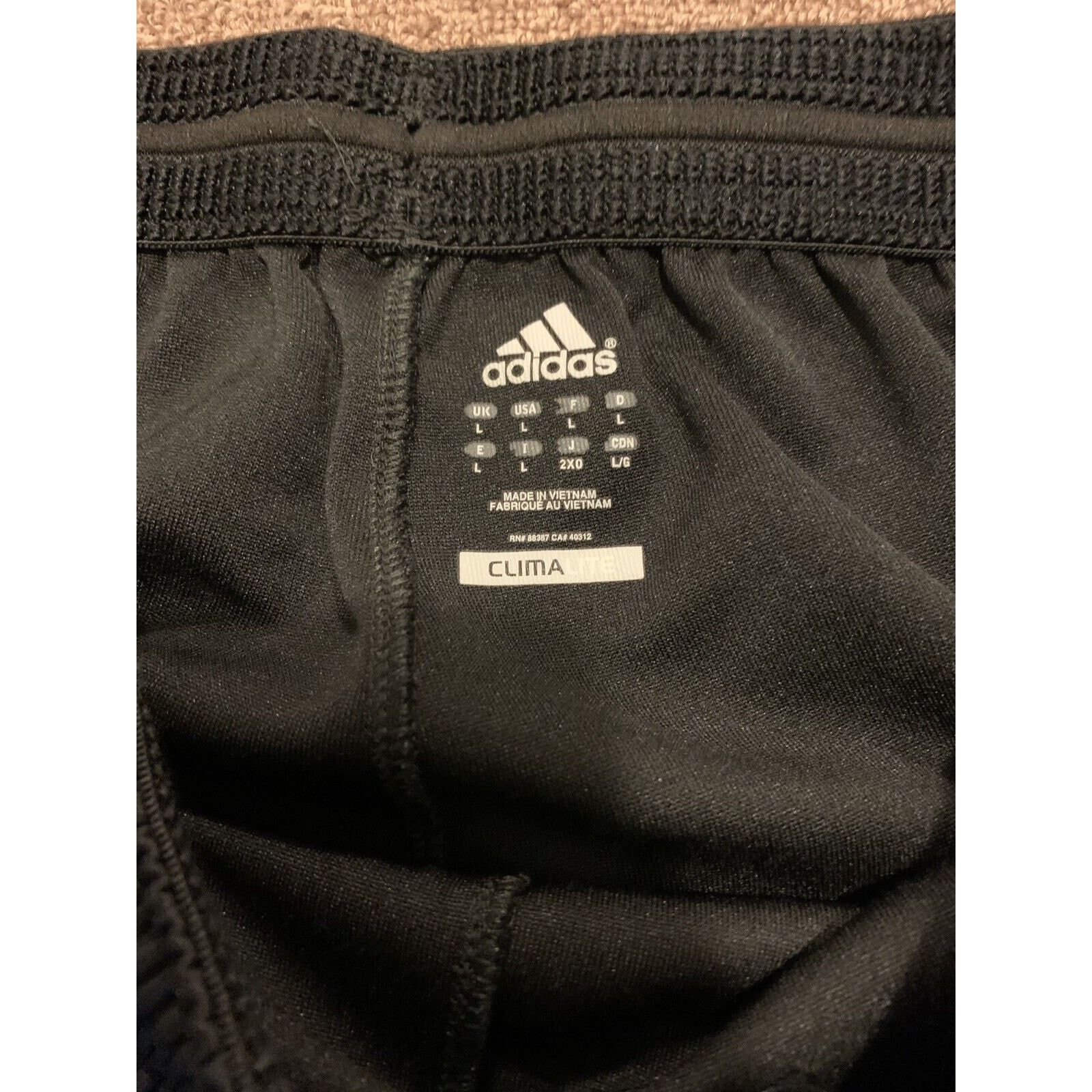 Adidas Adidas Track Pant Mens Size L Black 3-Stripe Regular Fit Size US 35 - 2 Thumbnail