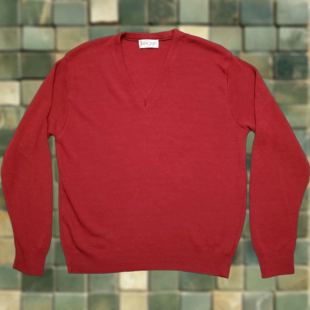 Jantzen VINTAGE Jantzen Sweater Mens XL Maroon Long Sleeve V-Neck Pullover Made in USA Size US XL / EU 56 / 4 - 1 Thumbnail