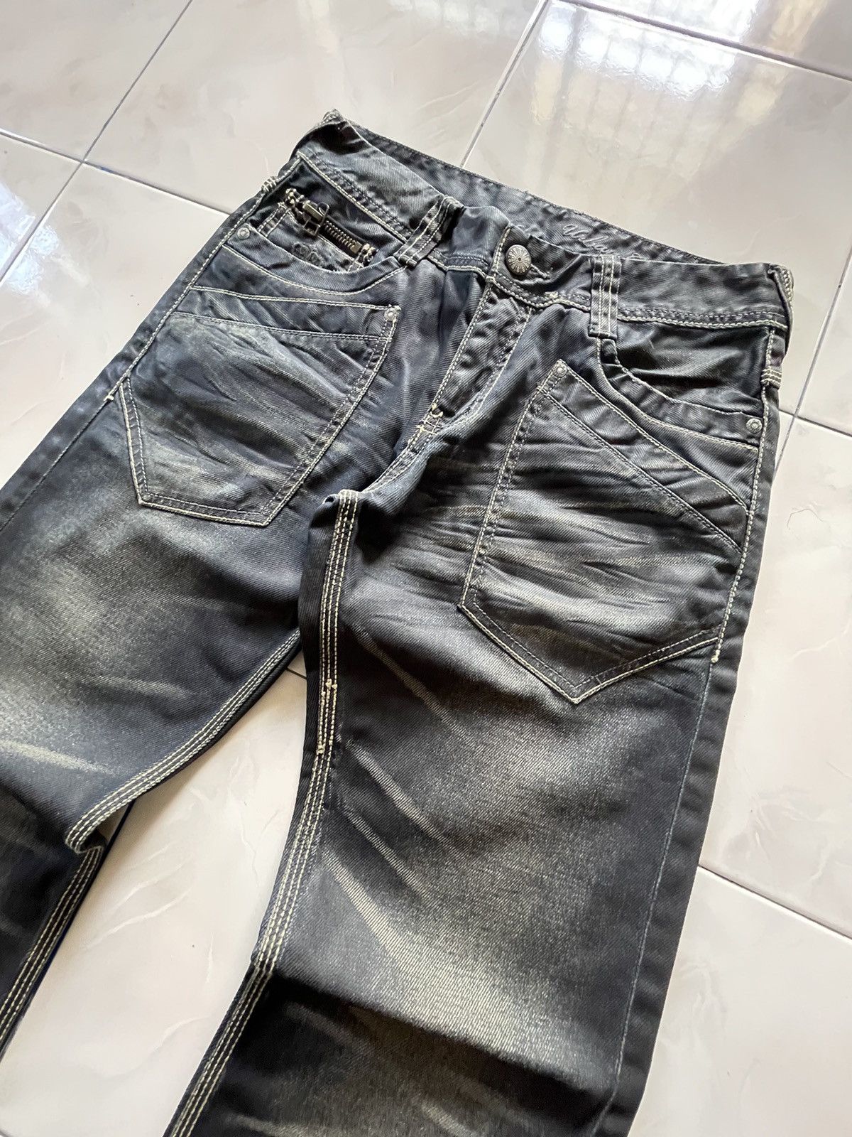 GOSTAR DE FUGA × semanticdesign Urban Craft Waxed Coated Contrast Triple Stitch Jeans Size US 30 / EU 46 - 3 Thumbnail