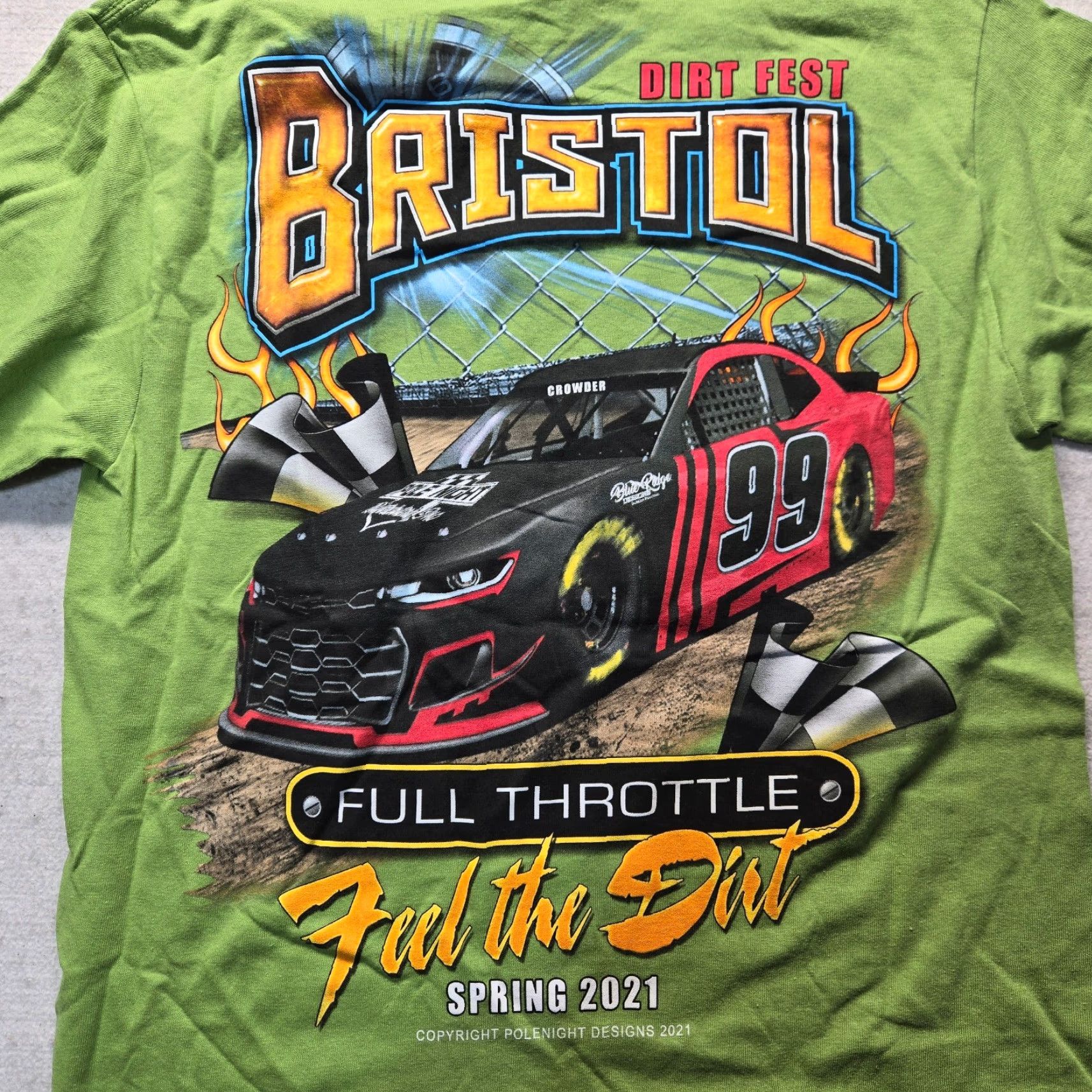 Vintage Bristol TN T-Shirt Dirt Track Racing Green Short Sleeve Adult Men's Size S Small Size US S / EU 44-46 / 1 - 2 Thumbnail