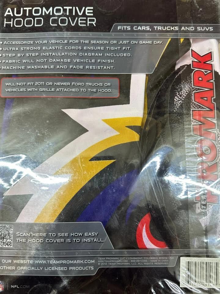 Designer Baltimore Raven Auto Hood Cover Size ONE SIZE - 3 Thumbnail