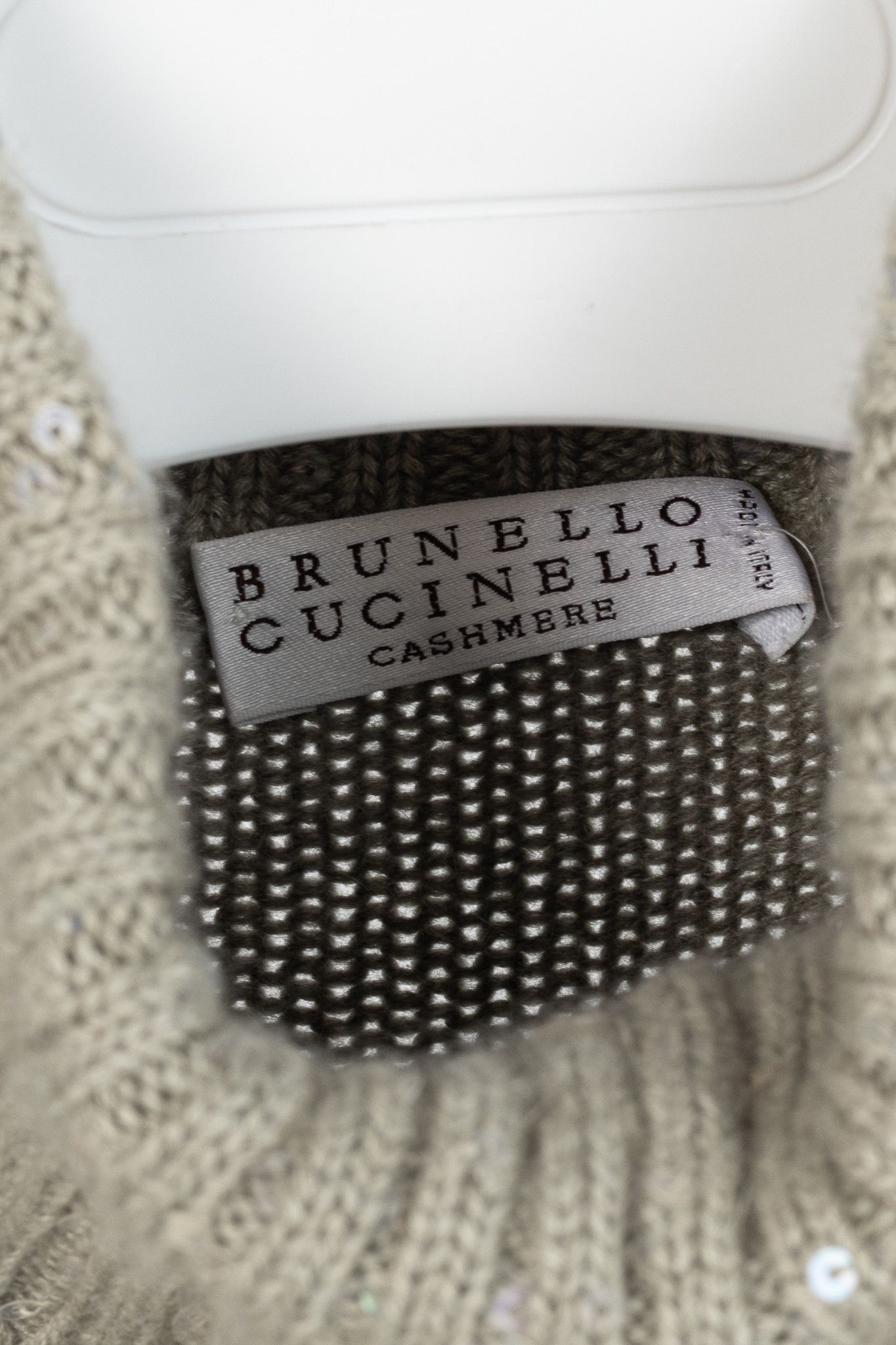 Brunello Cucinelli Grey Cashmere Sequin Turtleneck Sweater