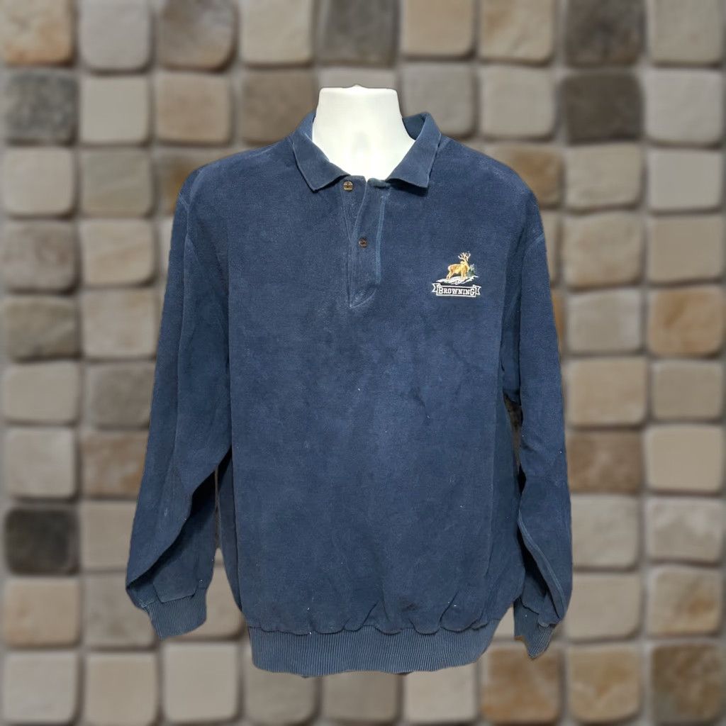 Vintage VINTAGE Browning Long Sleeve Polo Shirt Men 2XL Navy Blue Deer Hunting Buttons Shirt Regular Fit Casual, Travel, Activewear Mens Size US XXL / EU 58 / 5 - 1 Thumbnail