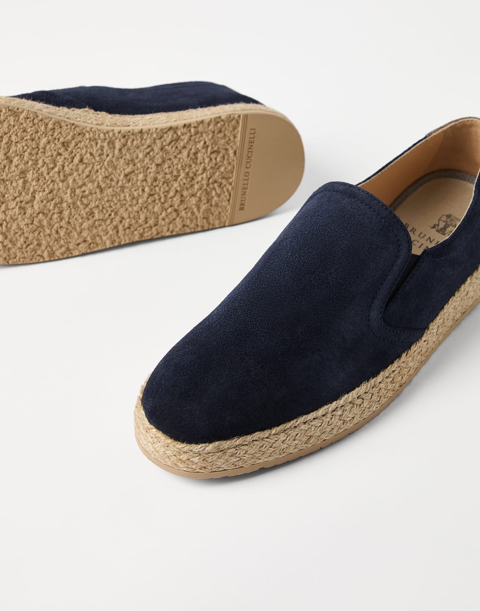 Brunello Cucinelli o1la1rc1a0326 Washed Suede Slip-Ons in Blue Size US 8 / EU 41 - 4 Thumbnail