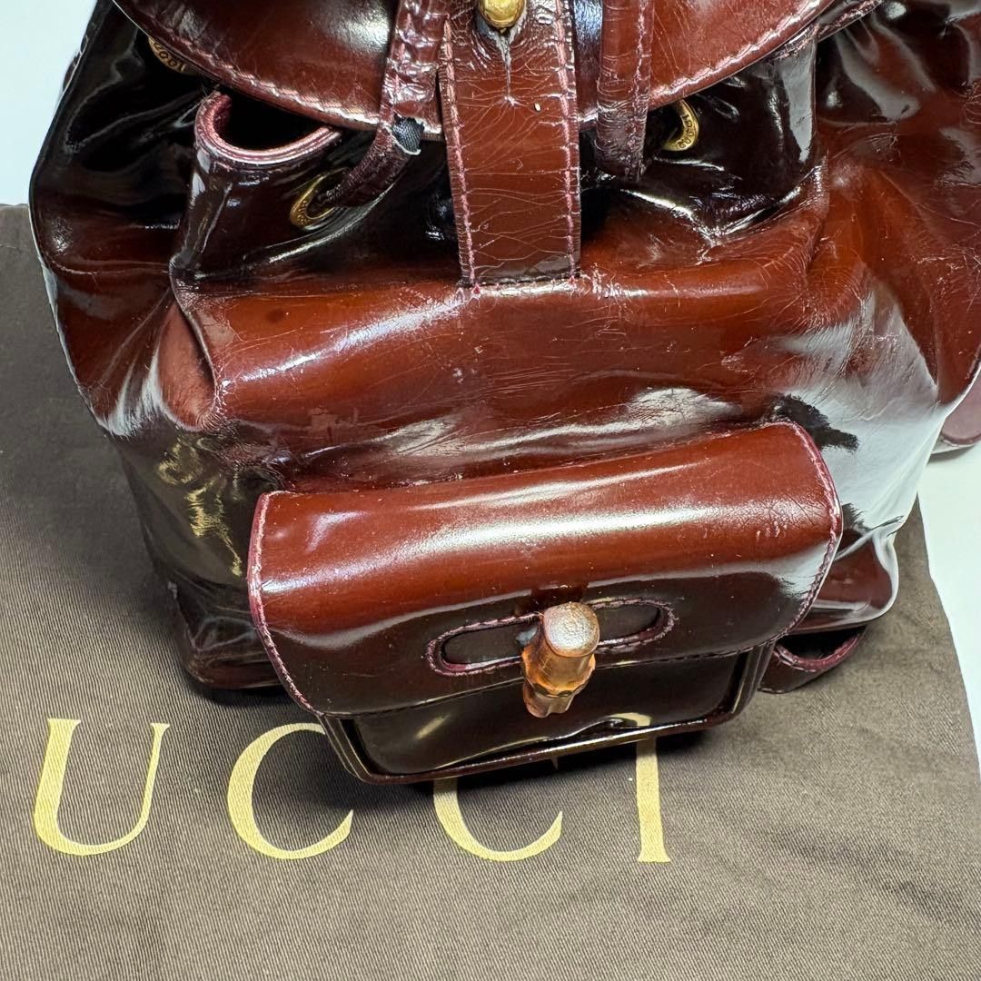 Gucci Gucci - Patent Leather Bamboo Mini Rucksack Bag Preloved Size ONE SIZE - 9 Thumbnail