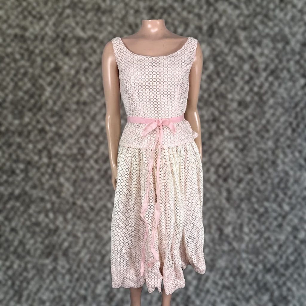 Vintage VINTAGE Lanz Cotton Dress 2 piece set Party Eyelet 50s 11 Orignal Size XXS / US 00 / IT 34 - 1 Thumbnail