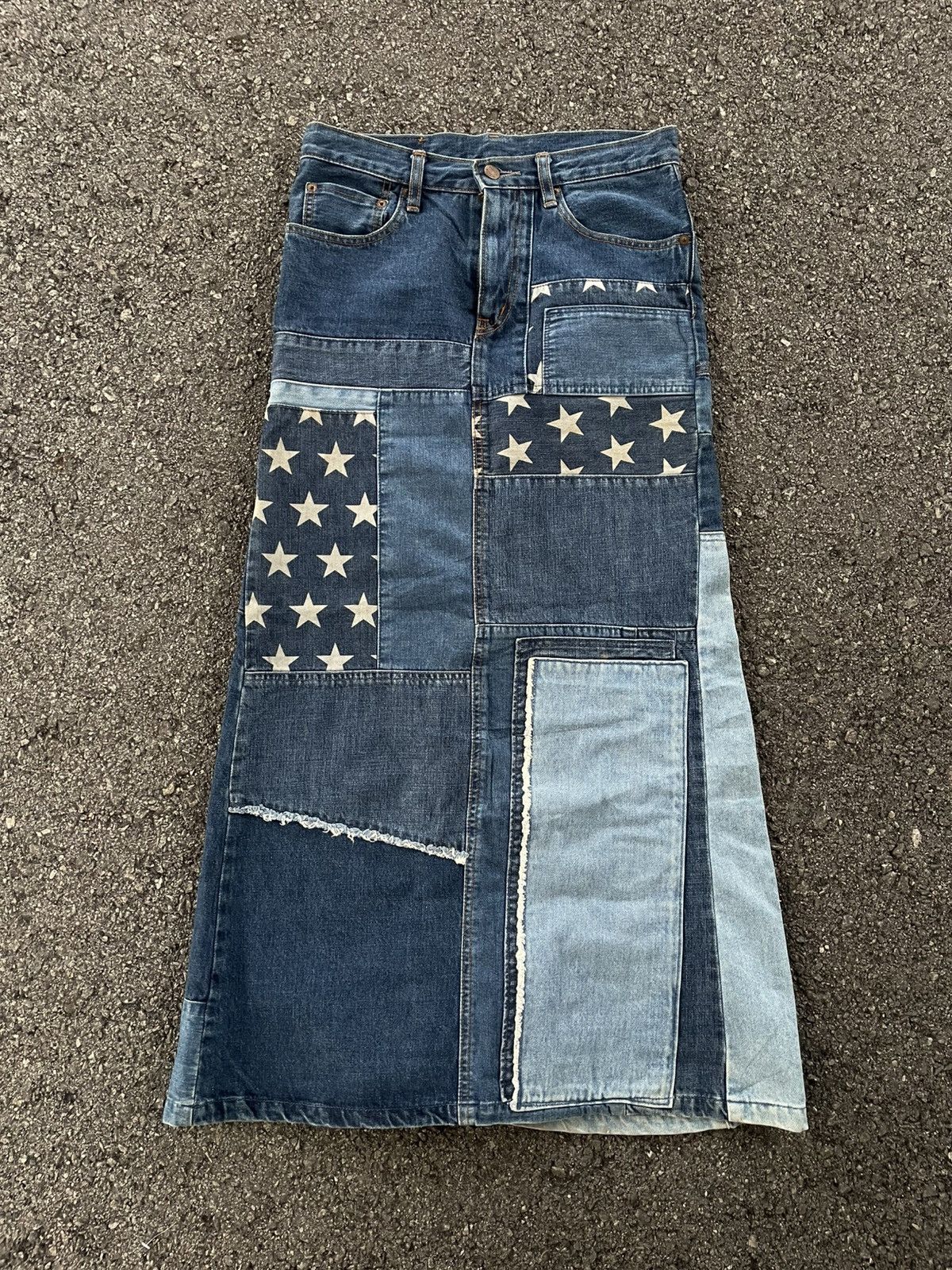 Hysteric Glamour Hysteric Glamour Patchwork Denim Star Pattern Long Skirt Size 29" - 4 Thumbnail