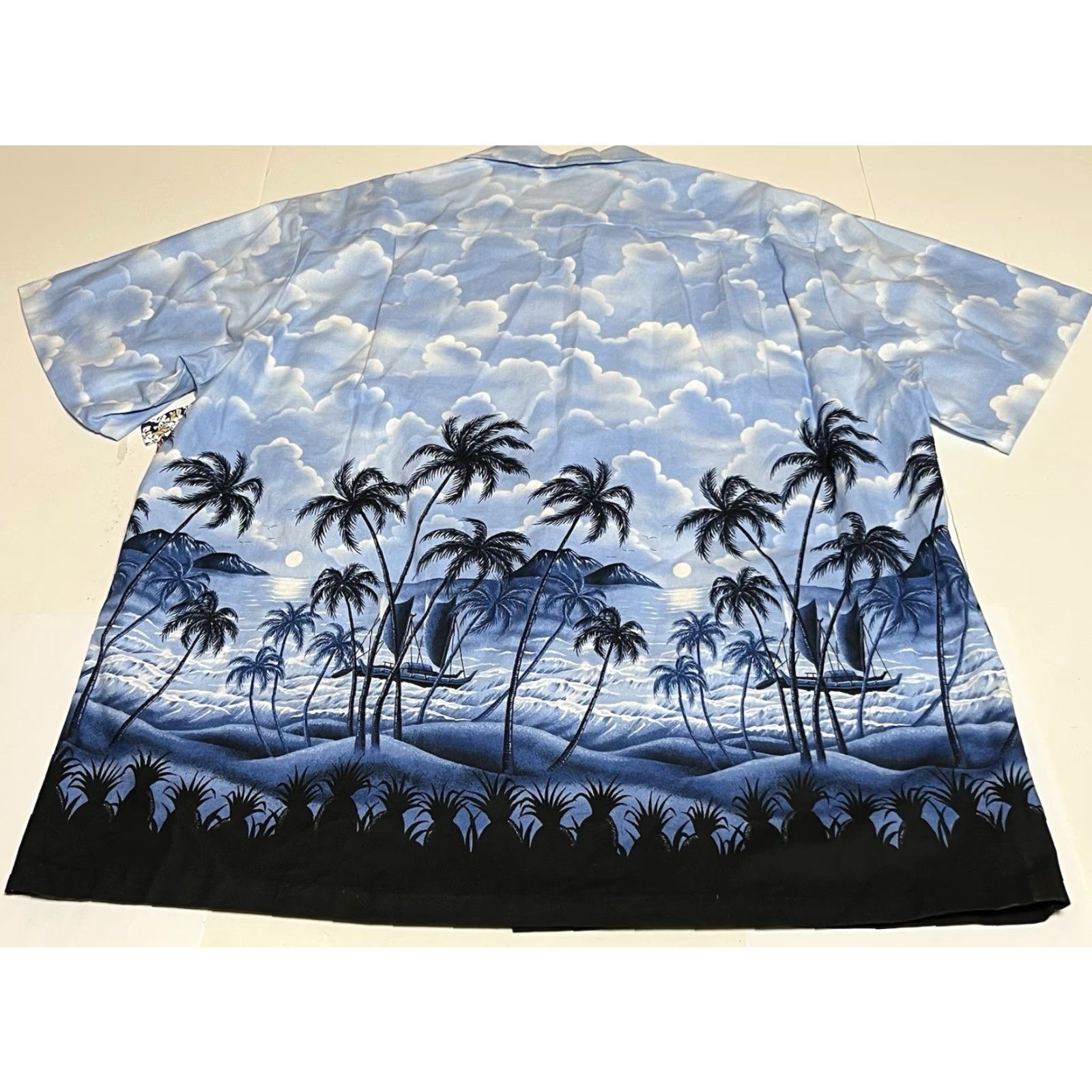 Vintage RJC Hawaiian Shirt Short Sleeve Button-Up XL Blue Palm Trees NWT Beach Floral Cotton Men Button Front Casual Size US XL / EU 56 / 4 - 3 Thumbnail