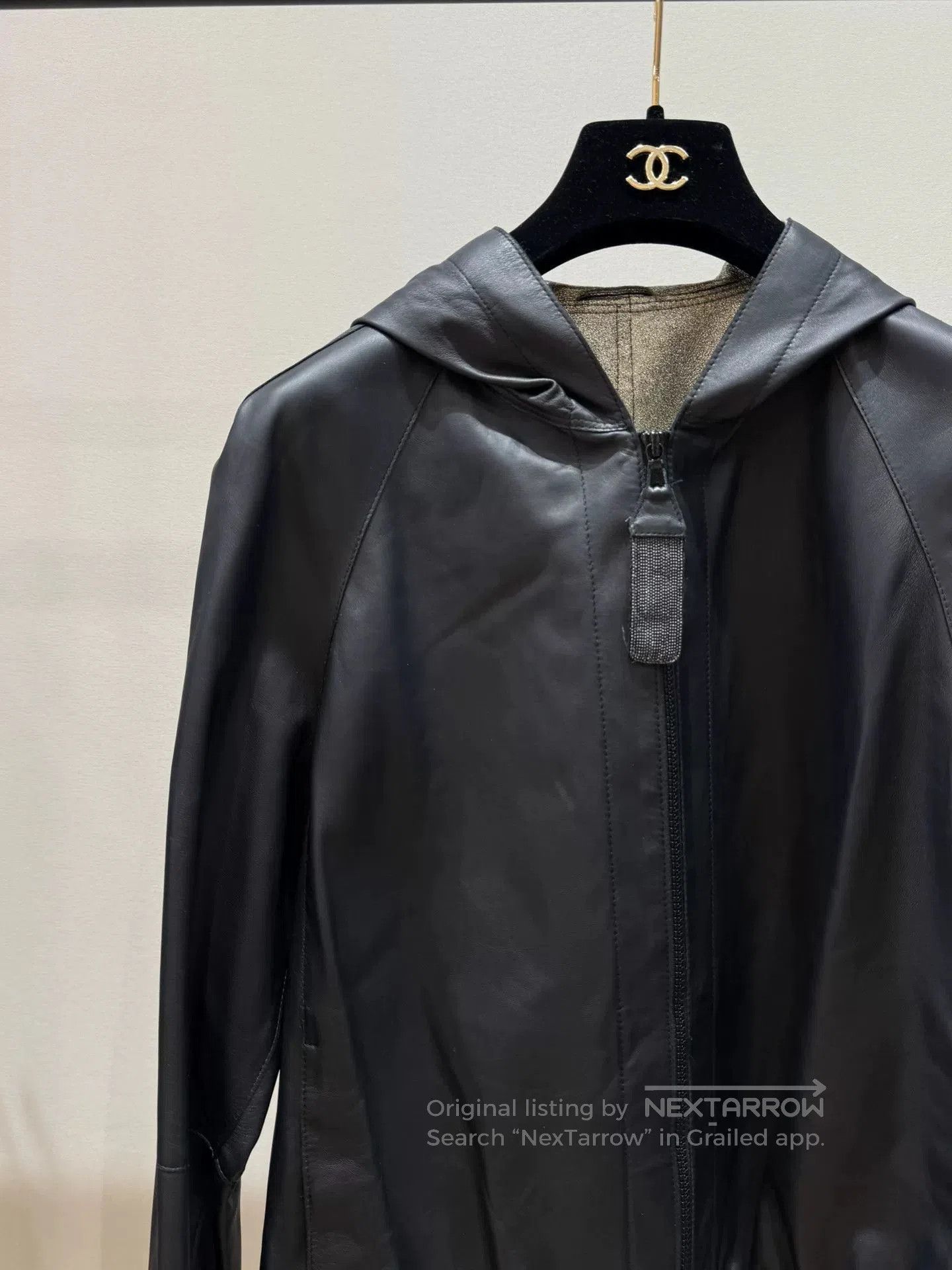 Brunello Cucinelli Brunello Cucinelli Black Leather Hooded Jacket. Size US S / EU 44-46 / 1 - 2 Thumbnail